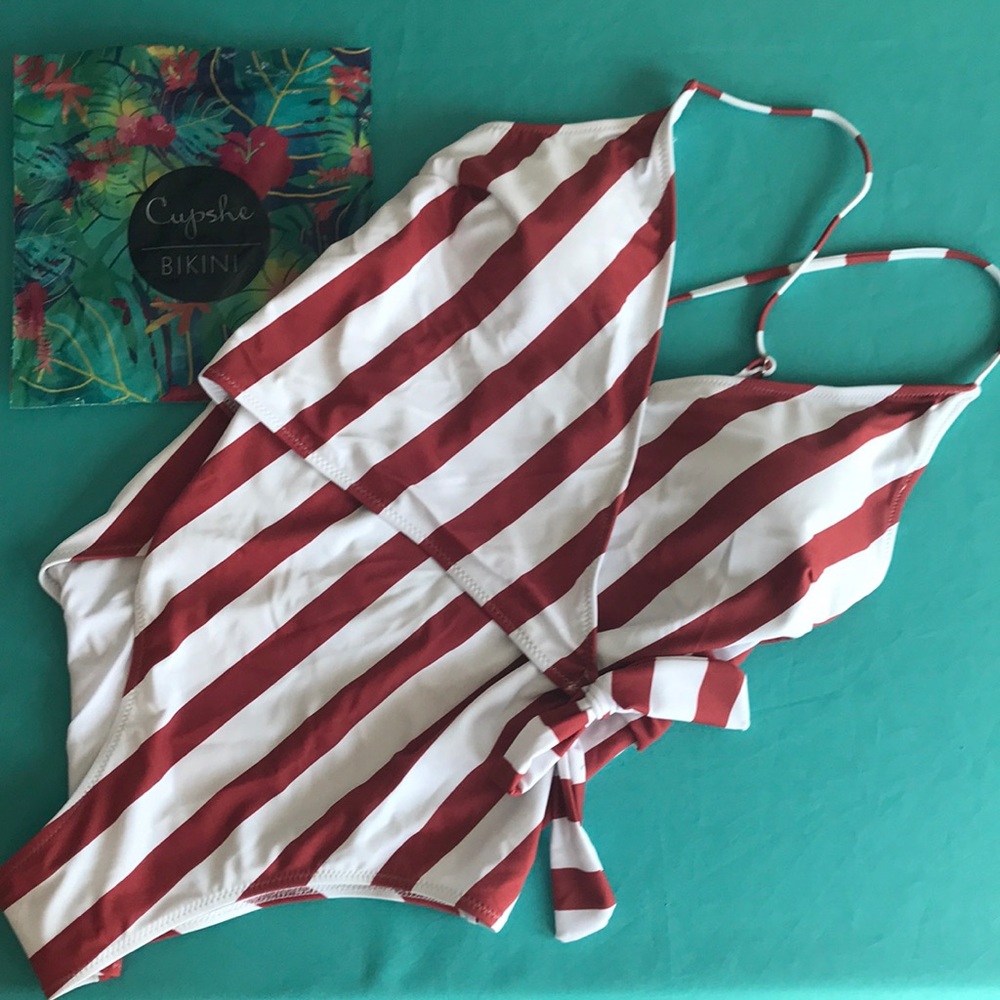 CupShe Red and White Stripe One-Piece Swimsuit
